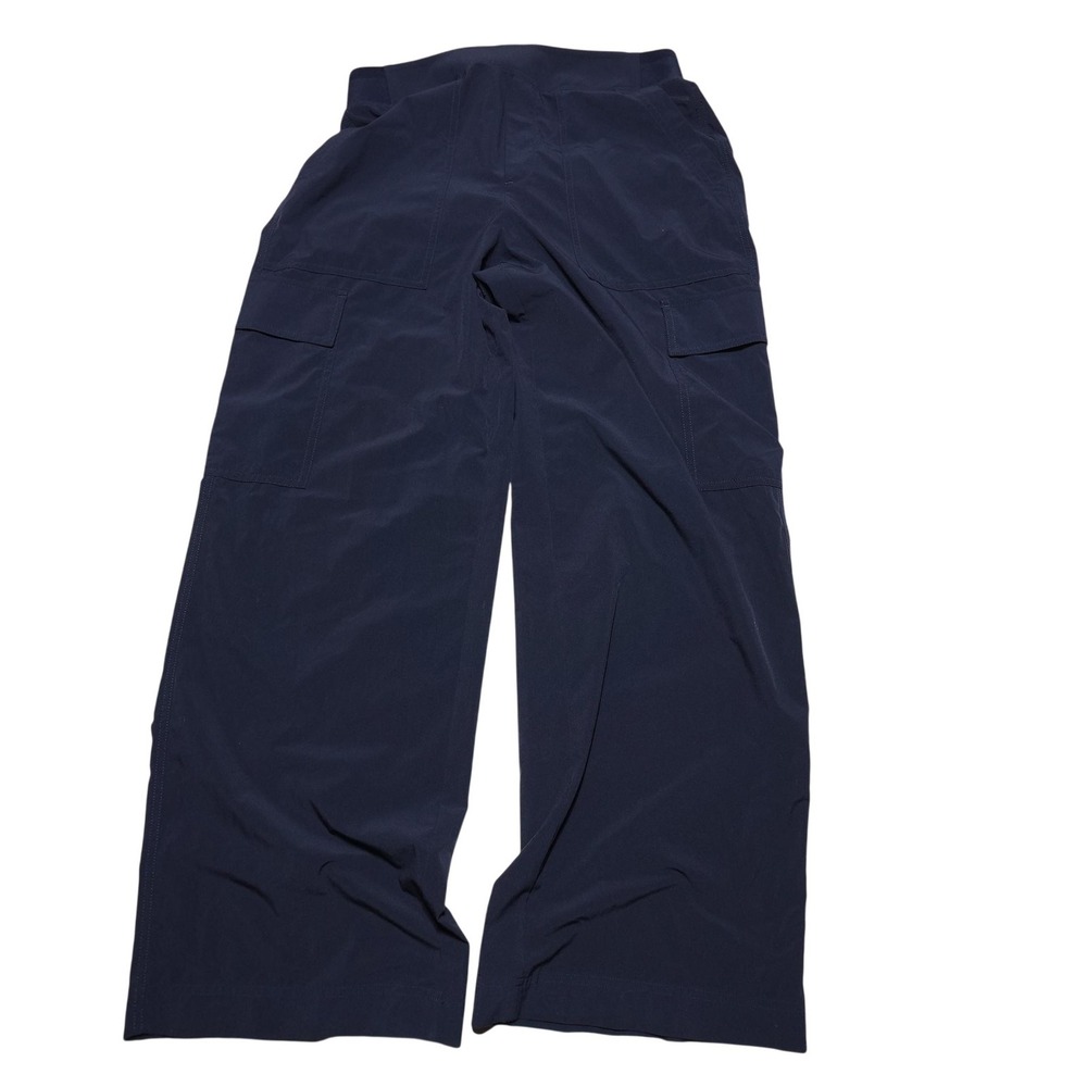 Athleta Pants Womens 10 Blue Wide Leg Pull On Zip Pocket Stretch Travel Hiking